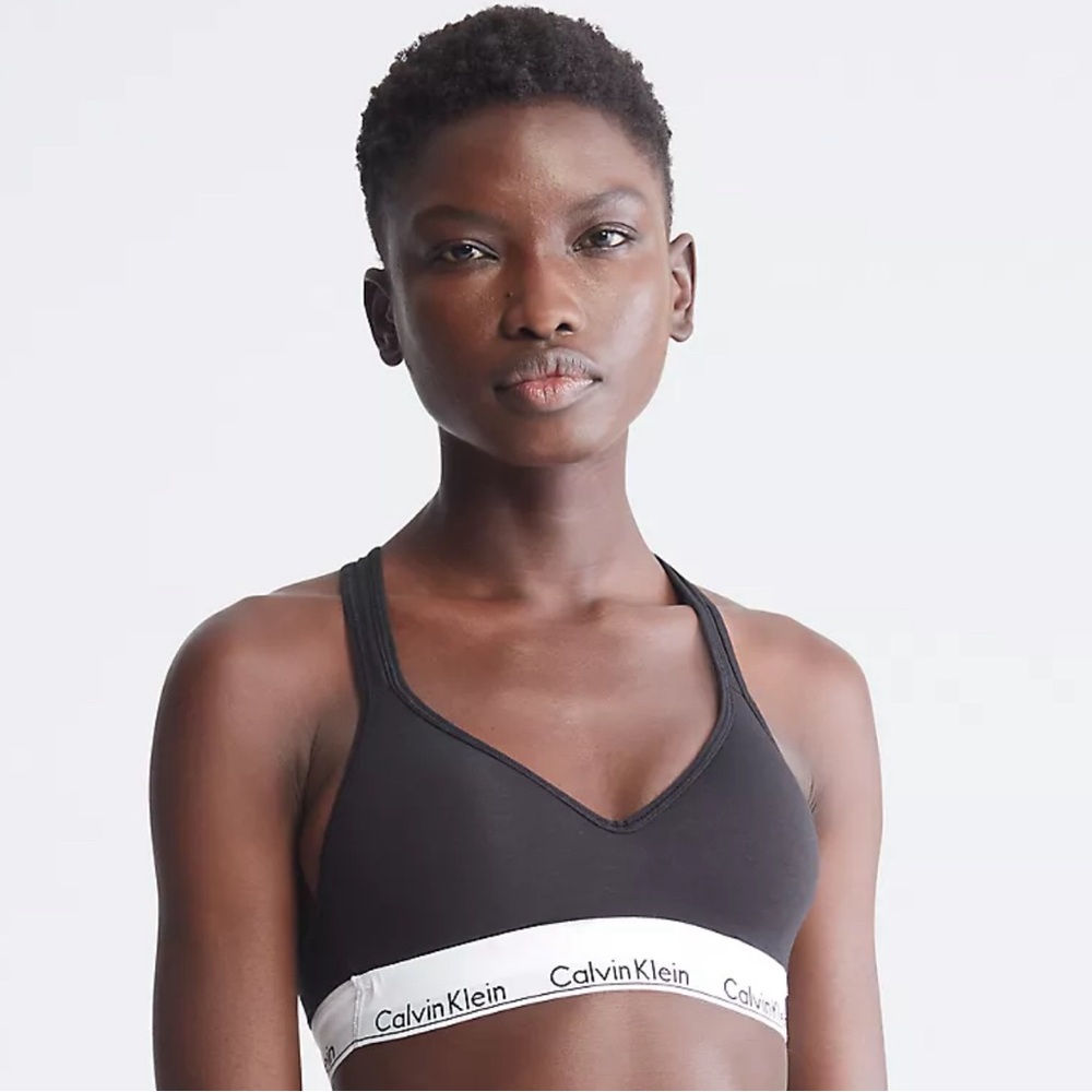 Calvin Klein Black Cotton Padded Bralette Size: L